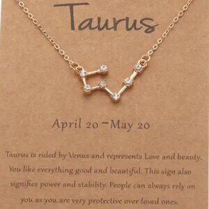 Taurus Zodiac Pendant Necklace Gold Plated Stainless Steel - Gold